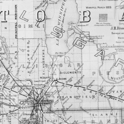 CPR Railway and Guide Map of Manitoba Crop, 1887, Brownlee, J. H., Manitoba Historical Maps Written intended railway guide