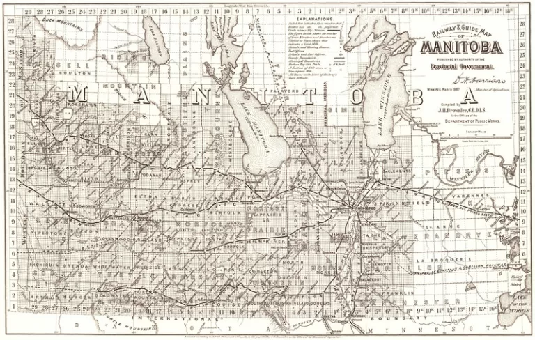CPR Railway and Guide Map of Manitoba, 1887, Brownlee, J. H., Manitoba Historical Maps