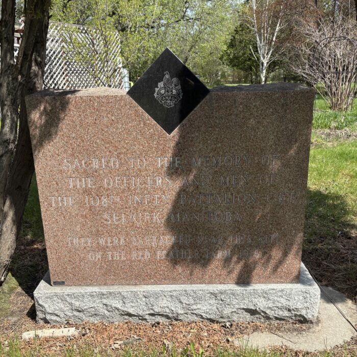 108th Battalion Monument, 2026, Selkirk Museum Collection Colour photo of the 108th Battalion stone monument