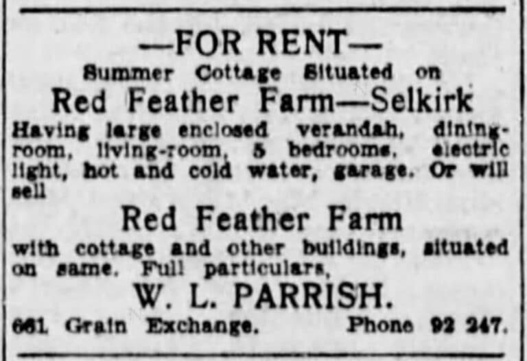 A for rent advertisement for Red Feather Farm.