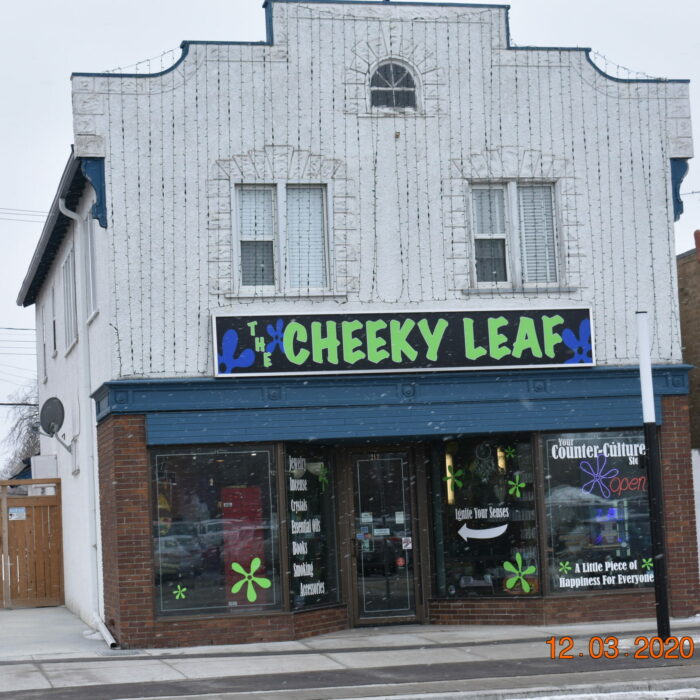 212 Manitoba Ave, Rifkin's Store, 2020, Peter Hall Photo of the entrance of Cheeky Leaf