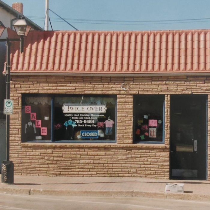 Coloured picture of twice over store on Manitoba avenue