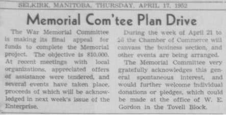 Article about the Memorial Committee's plan to drive funds for Memorial Hall.