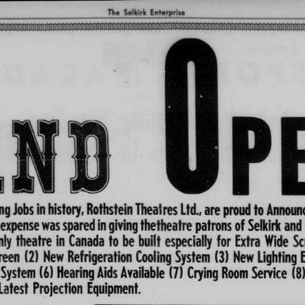 Large print advertising the new perks from the rebuilding of the New Garry Theatre
