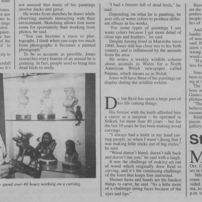 Page from a newspaper with two black and white images with the headline reading "Artists Get Wild".