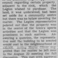 Legion member asking about the open space of land across from the Selkirk Rink.