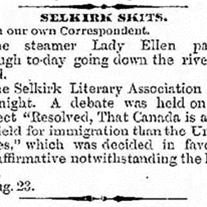 The Selkirk Literary Association Meeting, 1879, Winnipeg Free Press The Selkirk Literary Association met for a debate