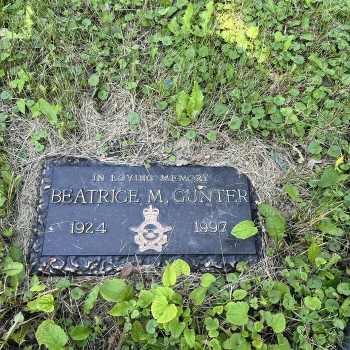 Beatrice Gunter Gravestone, 2026, Selkirk Museum Collection Colour photo of a dark grey gravestone.