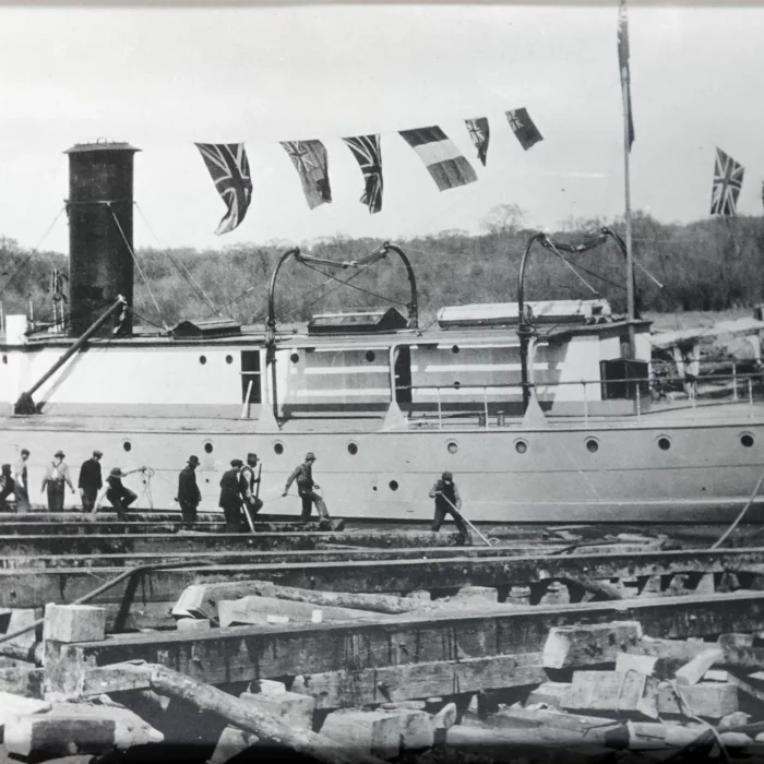 Bradbury II Launching at Government Yards, c1915 Selkirk, Archives of Manitoba Full view of the dry-docked Bradbury