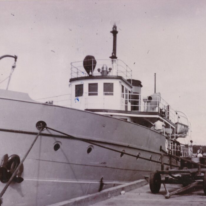 Bradbury at Rabbit Point, 1960s, Source Unknown Black and white picture of the Bradbury docked at Rabbit Point in the 1960s