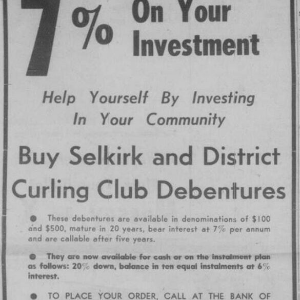 Buy Selkirk and District Curling Club Debentures