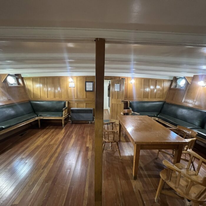 C. G. S. Bradbury Lounge, 2026, Selkirk Museum Collection Colour photo of a wood paneled lounge on the bottom deck of the Bradbury