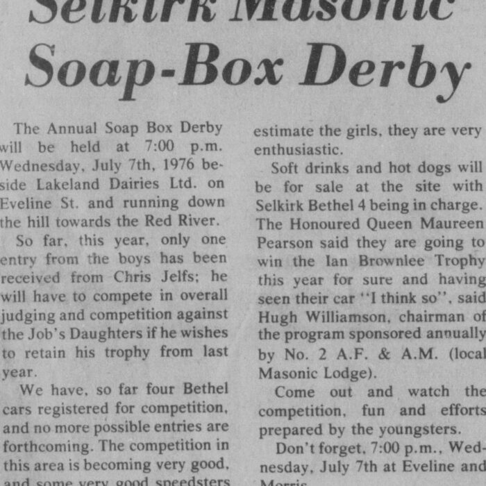 Call Out for Competitors for Selkirk's Final Soap Box Derby