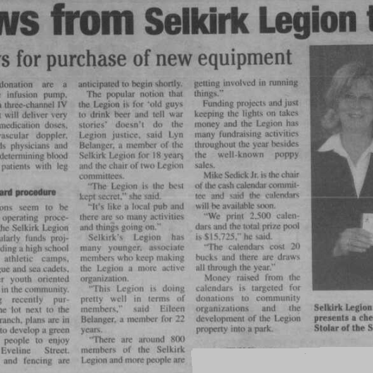 Cash flows from Selkirk Legion to Hospital