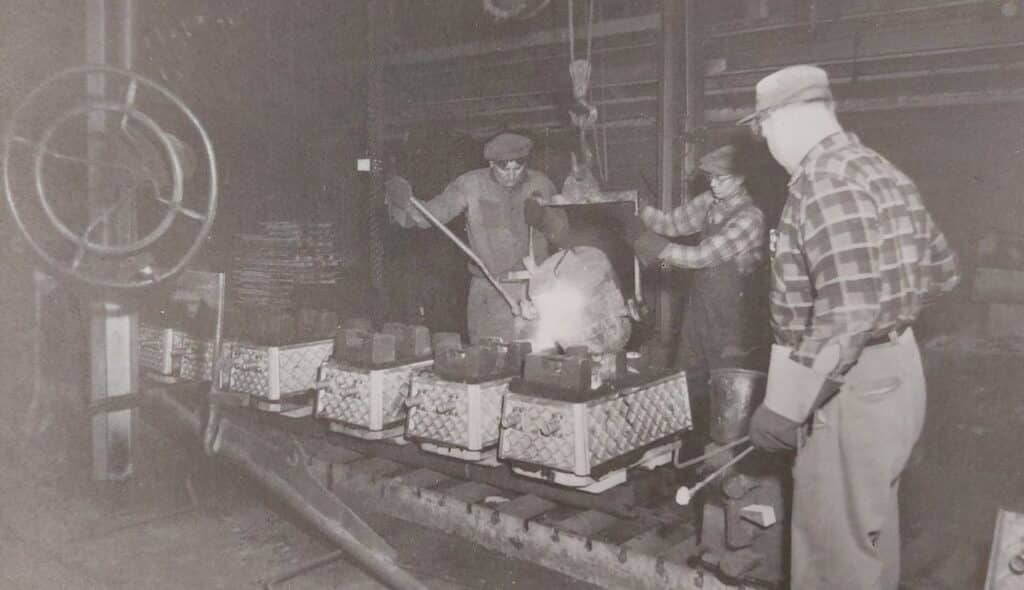 Casting at the Steel Foundry, 1960s, University of Manitoba Archives