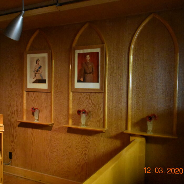 A colour photo of the interior of Memorial Hall Chapel