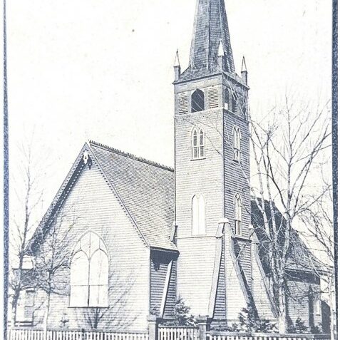 Black and white image of the front of Christ Church