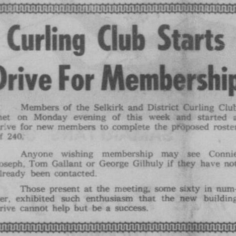 Curling Club Starts Drive for Membership