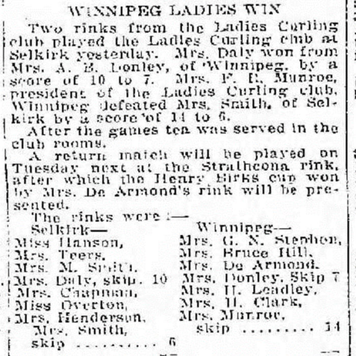Curling Winnipeg Ladies Win