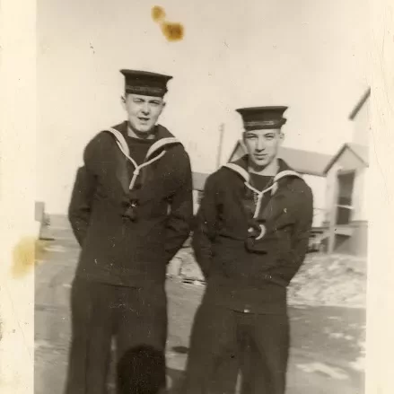 Cyril's Son Gary with his Uncle Herbie the Young Cadets Move Back to Selkirk, Date Unknown, Jock Langlois Two young men in uniform