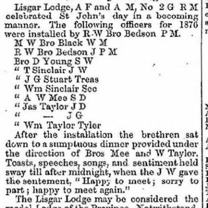 List of officers at Lisgar Lodge.