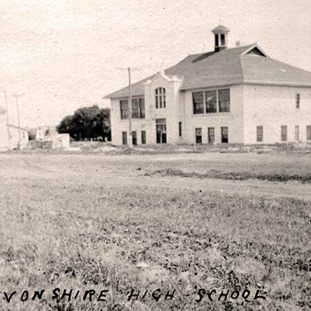 A black and white image of Devonshire Collegiate Institute
