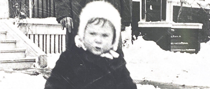Dr. David Young with Barbara Johnstone (Age 2), 1927, Archives of Manitoba Barbara Johnstone Photographs Black and white portrait of Dr. David Young and a young girl