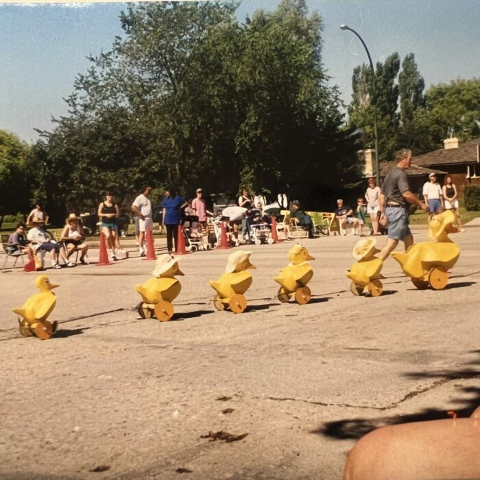 Ducks in a Row, Date Unknown, Selkirk Museum Collection yellow duck float in the parade