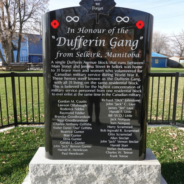 Colour photo of a black stone monument