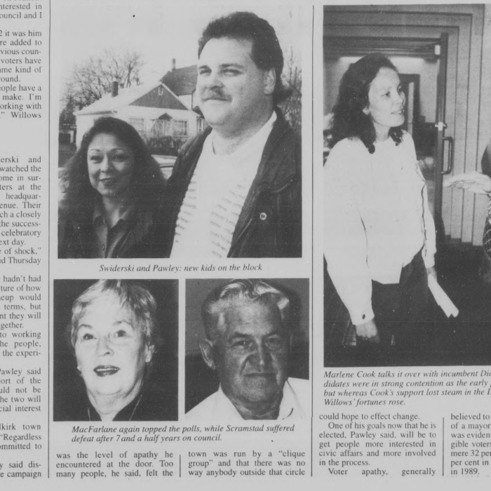 Election Article, October 30 1995, Selkirk Journal Newspaper article recapping the 1995 election featuring 4 large black and white photos