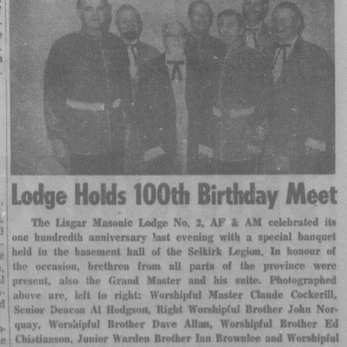 100 birthday of the Masonic Lodge in Selkirk.