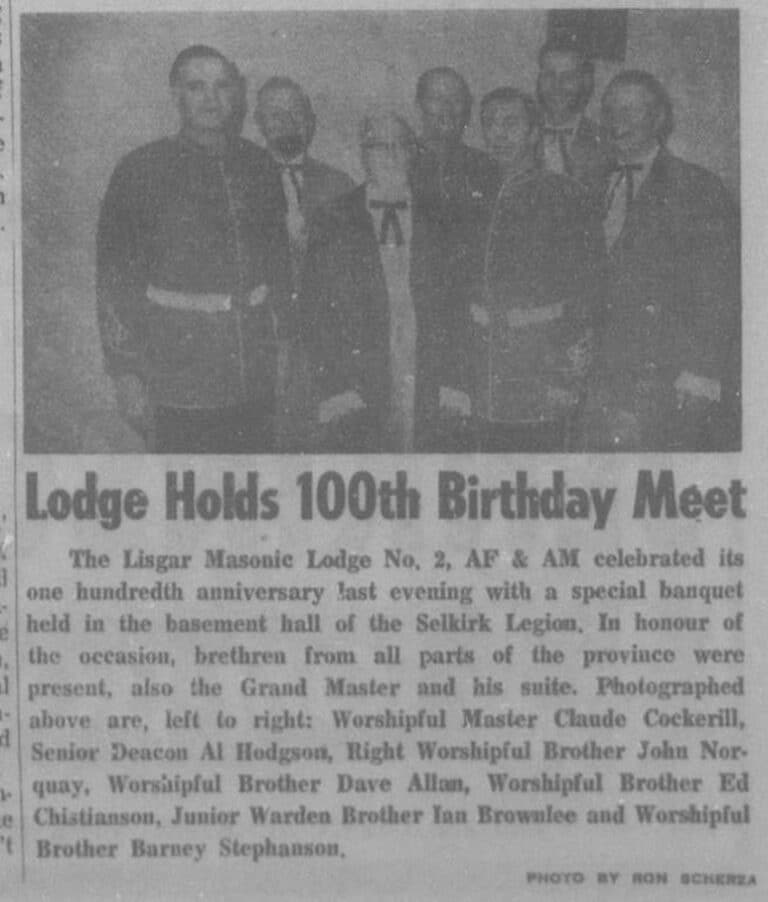 100 birthday of the Masonic Lodge in Selkirk.