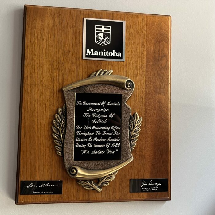 Government of Manitoba Recognizes Citizens of Selkirk, 2026, Selkirk Museum Collection Colour photo of a plaque at Civic Office