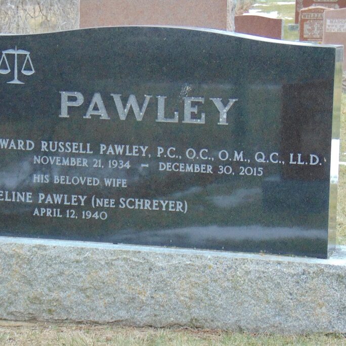 Howard Russell Pawley, 2017, Find a Grave Colour photo of a gravestone which reads 'Pawley'