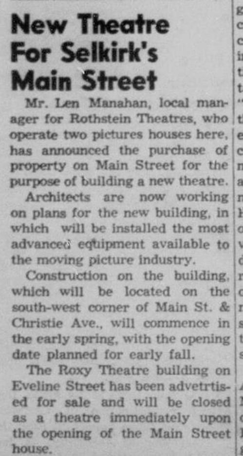 Newspaper advertisement for the New Theatre on Main Street.