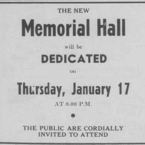 When Memorial Hall was dedicated.
