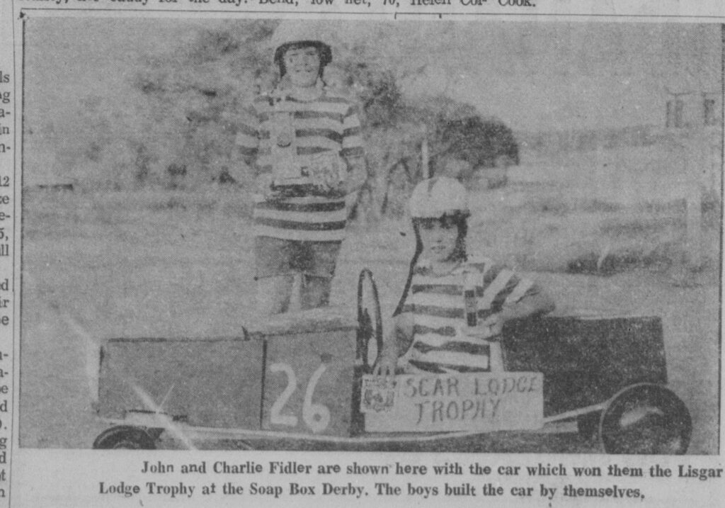 John and Charlie Fidler in the Car they Built Which Won Them First Place in the Overall Category During the Second Annual Derby