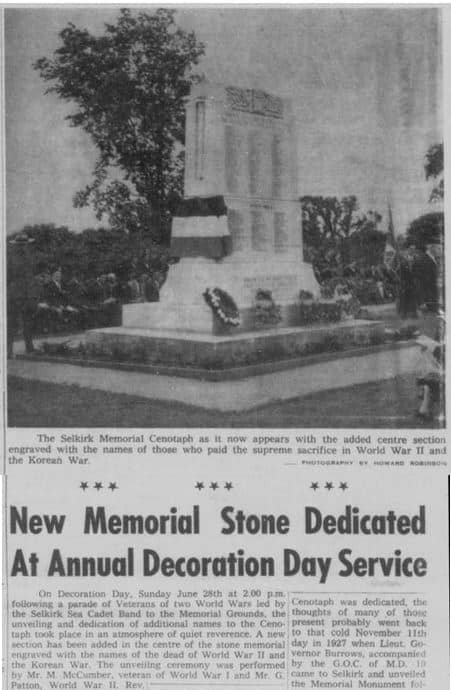 Newspaper article about the new names being added to the memorial.