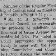 Meeting to reconsider the a subdivision to Grain Ave.