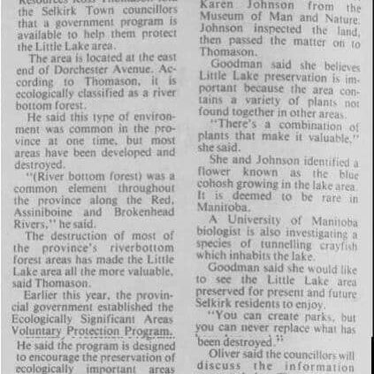 Article talking about preserving Little Lake and banning harmful activities that could damage the park.
