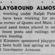 Newspaper article about the playground almost being completed.