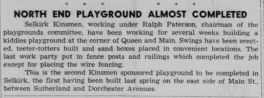 Newspaper article about the playground almost being completed.