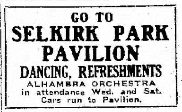 An advertisement to head to the Selkirk Park for Dancing and refreshments.
