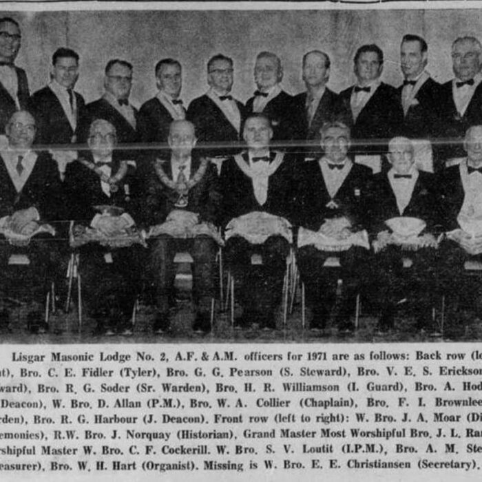 Picture of the Officer of the Selkirk Masonic Lodge.