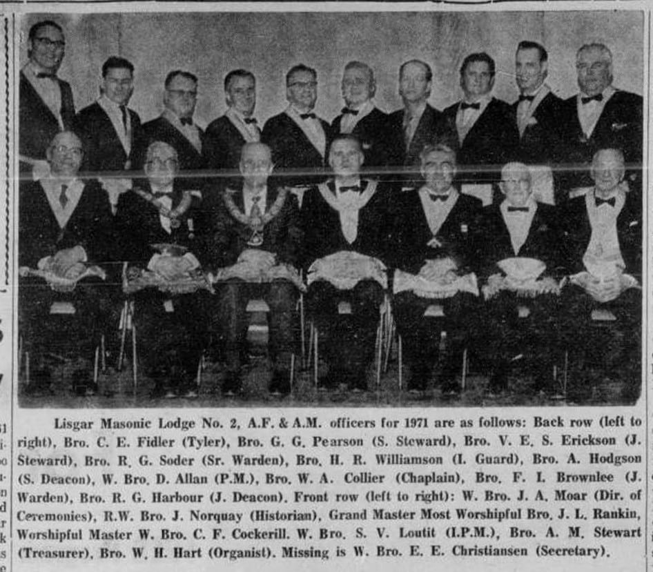 Picture of the Officer of the Selkirk Masonic Lodge.