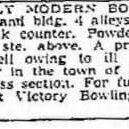 Completely Modern Bowling Alley for Sale, 1952, Winnipeg Free Press Ad for the sale of Victory Bowling Alleys