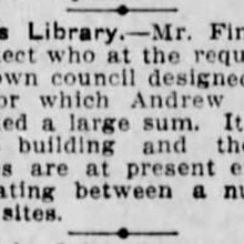 Selkirk Library Designed, 1908, Winnipeg Tribune Article about Selkirk Library designed by architect Mr. Fingland