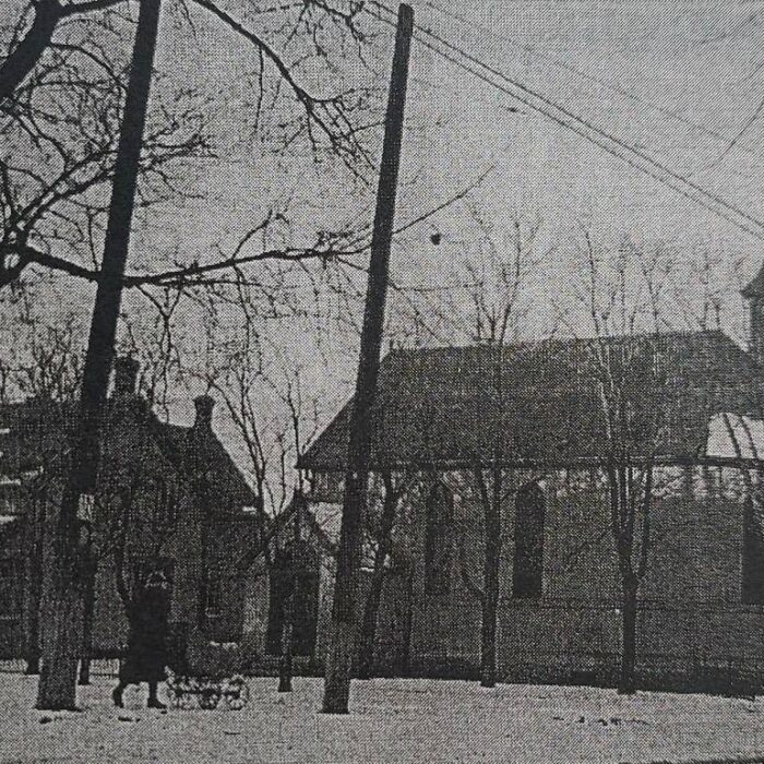 Side grainy view of the Knox Church