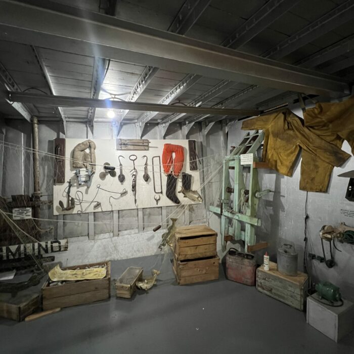 Lady Canadian Fishing Exhibit, 2026, Selkirk Museum Collection Colour photo of an exhibit displaying fishing artifacts