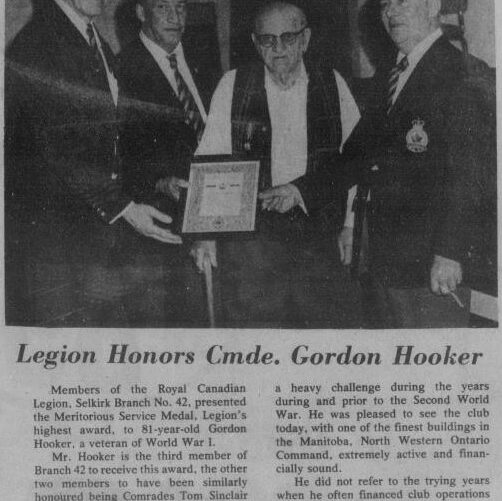 Legion Honours Cmde. Gordon Hooker
